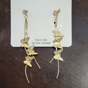 Stiver 925 NWT Gold Butterfly Earrings